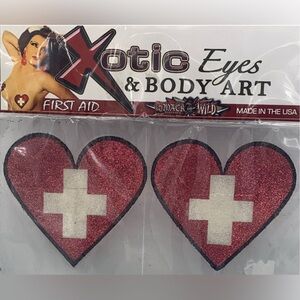 Xotic Eyes & Body Art First Aid Tatas Heart Pasties